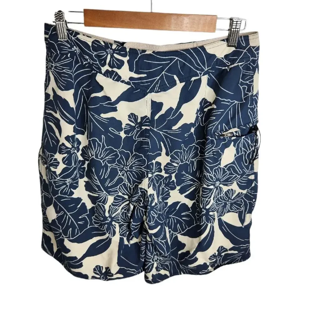 Patagonia Wavefarer Board Shorts Tropical Floral Men's Size 31 Blue Cream‎